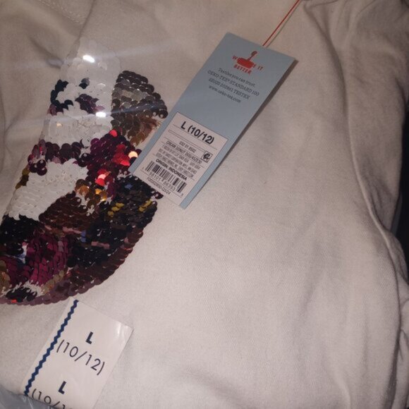 Girls Long Sleeve Flip Sequin 'Puppy Doughnut' T-Shirt - Size: 10/12 Large - Picture 7 of 7